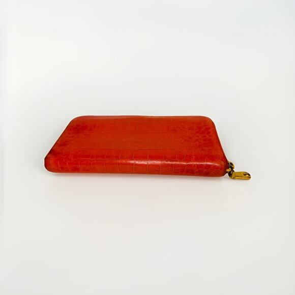 Authentic Miu Miu Red Crocodile croc Embossed Leather Zip Around Wallet - Picture 7 of 13